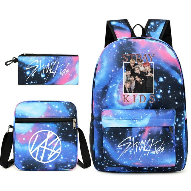 Stray Kids Travel Backpack, Teenage Student School Bag Three-piece Set-QIUPING