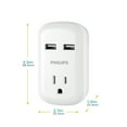 thumbnail image 5 of Philips 1 Outlet Wall Tap with 2 USB Ports, 15A/125VAC/1875W, White, SPP1201WA/37, 5 of 12
