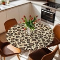 thumbnail image 2 of Leopard Print Elastic Fitted Round Table Cover Abstract Art Waterproof Outdoor Tablecloth for Holiday Party, Picnic, Patio & Dining Fits Tables Up to 45"-54", 2 of 8