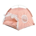 thumbnail image 1 of Tienda de campaña para mascotas de interior, desmontable, lavable, suave, cálida, antideslizante, bonita casa para perros con puerta de malla y ventana para todas las estaciones, color rosa, 1 of 12