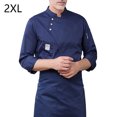 thumbnail image 2 of Botones de la chef de la chef de la manga larga del invierno del invierno con los bolsillos delanteros camisas para hombres Trajes profesionales para el restaurante Blue XXL seitruly LF000332-10, 2 of 7