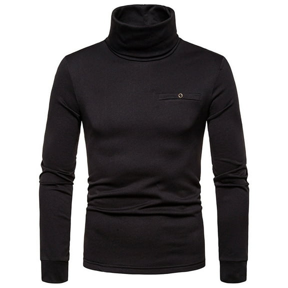 Fesfesfes Long Sleeve Shirt Mens Turtleneck Long Sleeve Solid Colour Stretch Slim Fit Bottoming Top Blouse