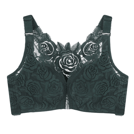 Fulorrnie Bras for Women Plus Size No Underwire Comfort Supportive Front Closure Multiway Full Figure Tie Bra Green 34C