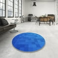 thumbnail image 3 of Ahgly Company Indoor Round Patterned Neon Blue Area Rugs, 7' Round, 3 of 6