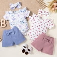 thumbnail image 4 of Dooleck Baby Waffle Outfit Floral Clothes Ruffle Bodysuit Onesies Shorts Pants Set, 4 of 7