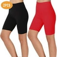 2 Pack Biker Shorts Women 8" High Waisted Stretch Yoga Compression Shorts Athletic Gym Short Leggings