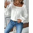 thumbnail image 5 of Women'S Fall Puff Long Sleeve Square Neck Loose Cute Casual Blouse Shirt Top White XL, 5 of 8