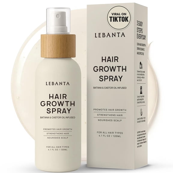 Lebanta Hair Growth Oil Spray - 100% Pure Ingredients for Non Greasy, Thicker & Stronger Hair - Organic Batana, Castor, Biotin, Saw Palmetto, and Rosemary Oil for Men & Women Scalp - 4 fl oz