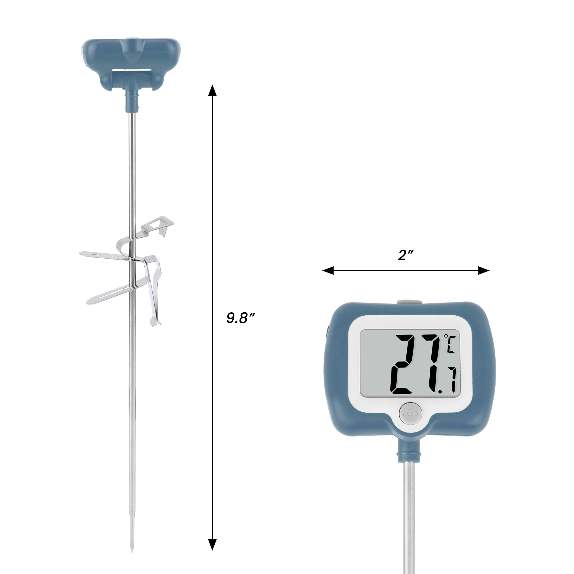 Unique Bargains Instant Read Cooking Thermometer with Clip Blue 9.8 Inch