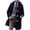 Dark Blue, variant on IROINNID Men's Long Sleeve Trench coat Turndown Lapel Thigh-Length Coat Solid Color Comfy Patchwork Knitting Cardigan Coats