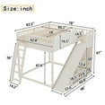thumbnail image 4 of Bellemave Queen Size Loft Bed with Slide, Queen Loft Bed with Storage Shelves & Ladder, Wooden Loft Bed Queen with Upholstered Headboard & Chalkboard for Teens, Beige, 4 of 9