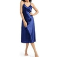 thumbnail image 4 of Gustave Women's 2XL V Neck Silk Nightgowns Midi Dress, Blue, 4 of 5