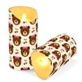 thumbnail image 3 of Bear Bow Cherry Pattern Flameless Candles 2 PCS with Remote Realistic Moving Flame LED Tapered Pillar Set for Home Decor, 3 of 7