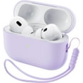 thumbnail image 1 of Yanonmyfd Funda Silicona para AirPods Pro 2 (2022/2023), Estuche de Silicona Líquida para AirPods Pro 2.ª con Cordón, LED Frontal Visible y Compatible con USB-L/USB-C - Negro,Morado Pastel, 1 of 27