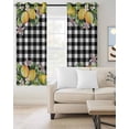thumbnail image 3 of Blackout Curtains for Bedroom, Lemon Room Darkening Window Drapes for Living Room, Black Plaid Check Yellow Fruit Flower Floral Thermal Insulated Grommet Curtains, 52x96 inch, 2 Panels, 3 of 9
