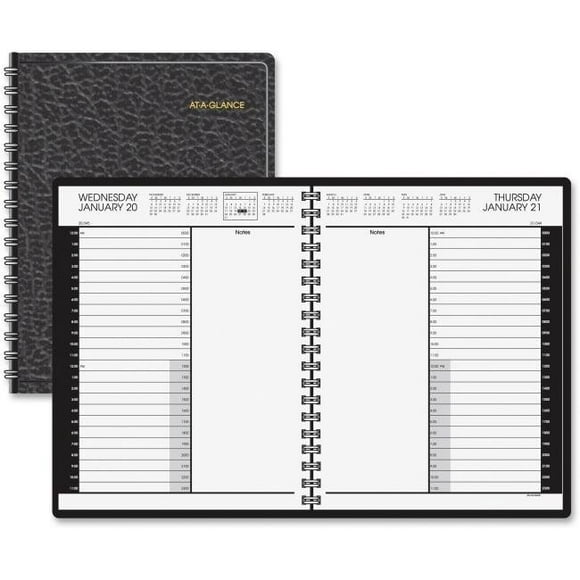 At A Glance AAG7021405 8.5 X 11 in. 24-Hour Daily Appointment Book, Simulated Leather - Black