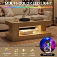 thumbnail image 5 of Hawsaiy Farmhouse Coffee Table with Storage Shelf & LED Light, 47" Rectangular Wood Coffee Table, 2-Tier Rustic Center Table for Living Room, Apartment, Office, Natural, 5 of 11
