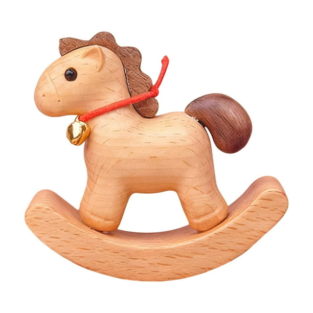 jifeng Wooden Rocking Horse Statue Collection Multifunctional Decorative Portable Craft
