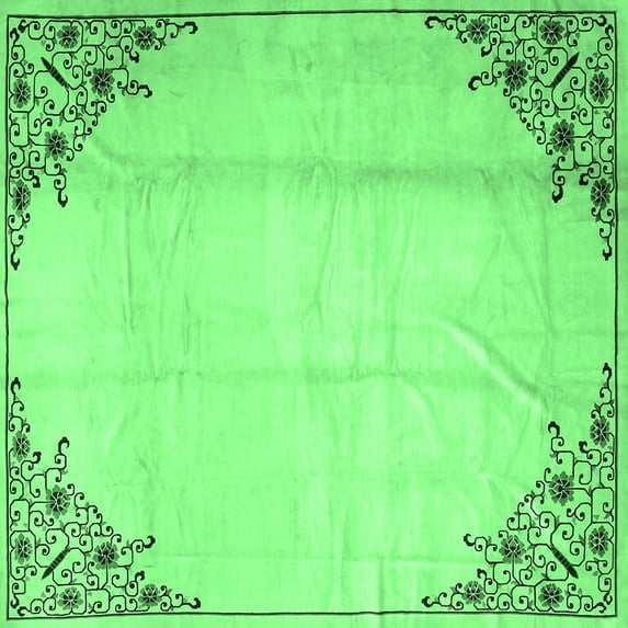 Ahgly Company Indoor Square Persian Emerald Green Traditional Area Rugs, 5' Square