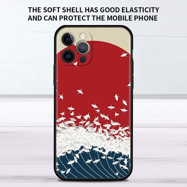 Funda de estilo japonés para Apple iPhone, carcasa negra para iPhone 11, 13, 12 Pro, 7, XR, X, XS Max, 8, 6, 6S Plus, 5, 14, SE, 2020, 13Pro Fivean unisex