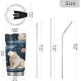thumbnail image 3 of SKYSONIC White Bear Tumbler Stainless Steel Double Wall Vacuum Reusable Insulated Mug with Straw and Built-in Coaste for Cold and Hot Beverages, 20oz, 3 of 7