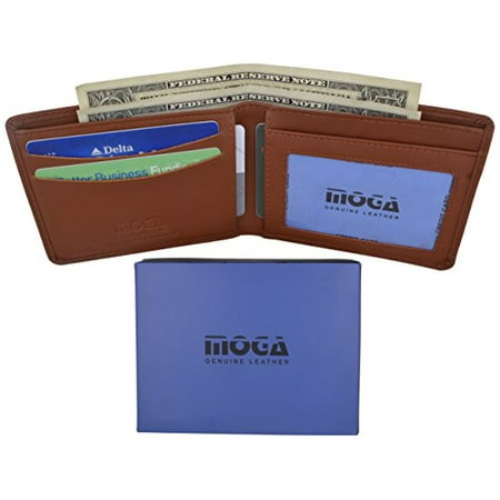 Mens Wallet - Men&#39;s Slim Bifold Wallet Genuine Leather Thin Wallet for Men With ID Window by ...