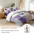 thumbnail image 7 of Purple White Bedding Duvet Cover Set Queen Size 4 Pieces Graffiti Art Abstract Mottled Oil Paint Texture Bedding Set with Zipper Closure, 1 Comforter Cover 90x92 Inches 1 Flat Sheet & 2 Pillow Cases, 7 of 7
