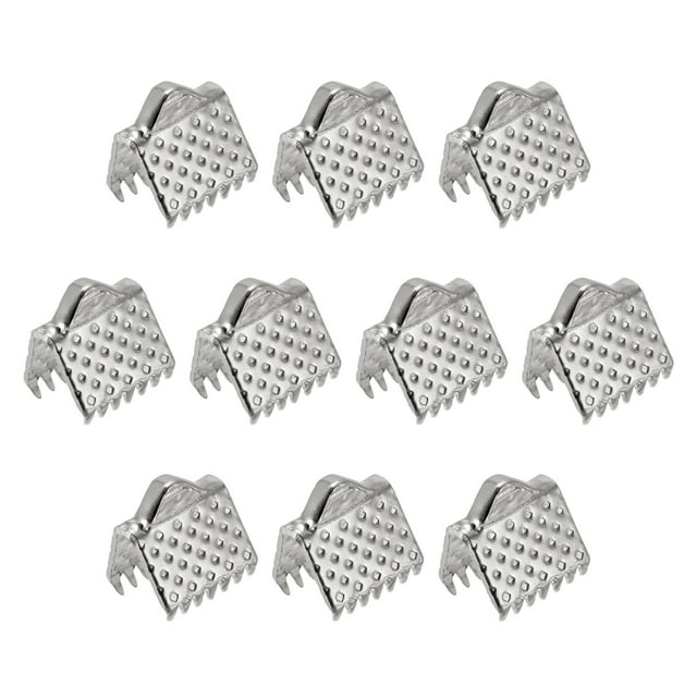 200uds Cinta Engarzado Abrazadera Extremos Unique Bargains Plata Blanco 8mm