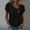 Black, variant on Women's Summer Faux Linen Double Wrinkle Pullover Top, Solid Color Petal Sleeve Button Casual Blouse Black S