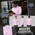 thumbnail image 4 of Mens Dress Shirt Long Sleeve Turndown Collar Tops Formal Business Shirt Dress Top Button Down Shirts Pink S, 4 of 4