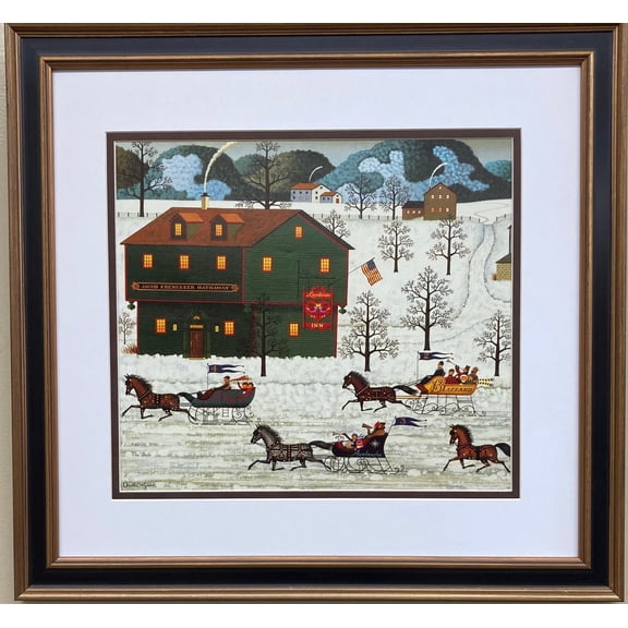 Charles Wysocki "Country Race" Newly FRAMED Art Americana Winter Rural Generic