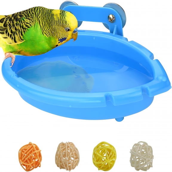 ACDANC Bird Bath for Cage-Small Tub Bowl for Hang Inside Cage Birdbath Shower for Parrot, Parakeets, Cockatiels, Canary, Budgerigar (Blue)
