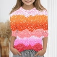 thumbnail image 2 of Favoffer Girls' Summer Fashion Multicolor Sparkle Print Base Top & Round-Neck 3/4 Sleeve Relaxed Shirt, for Casual, Party, Photoshoot, Gifting 3-12Y, 2 of 5