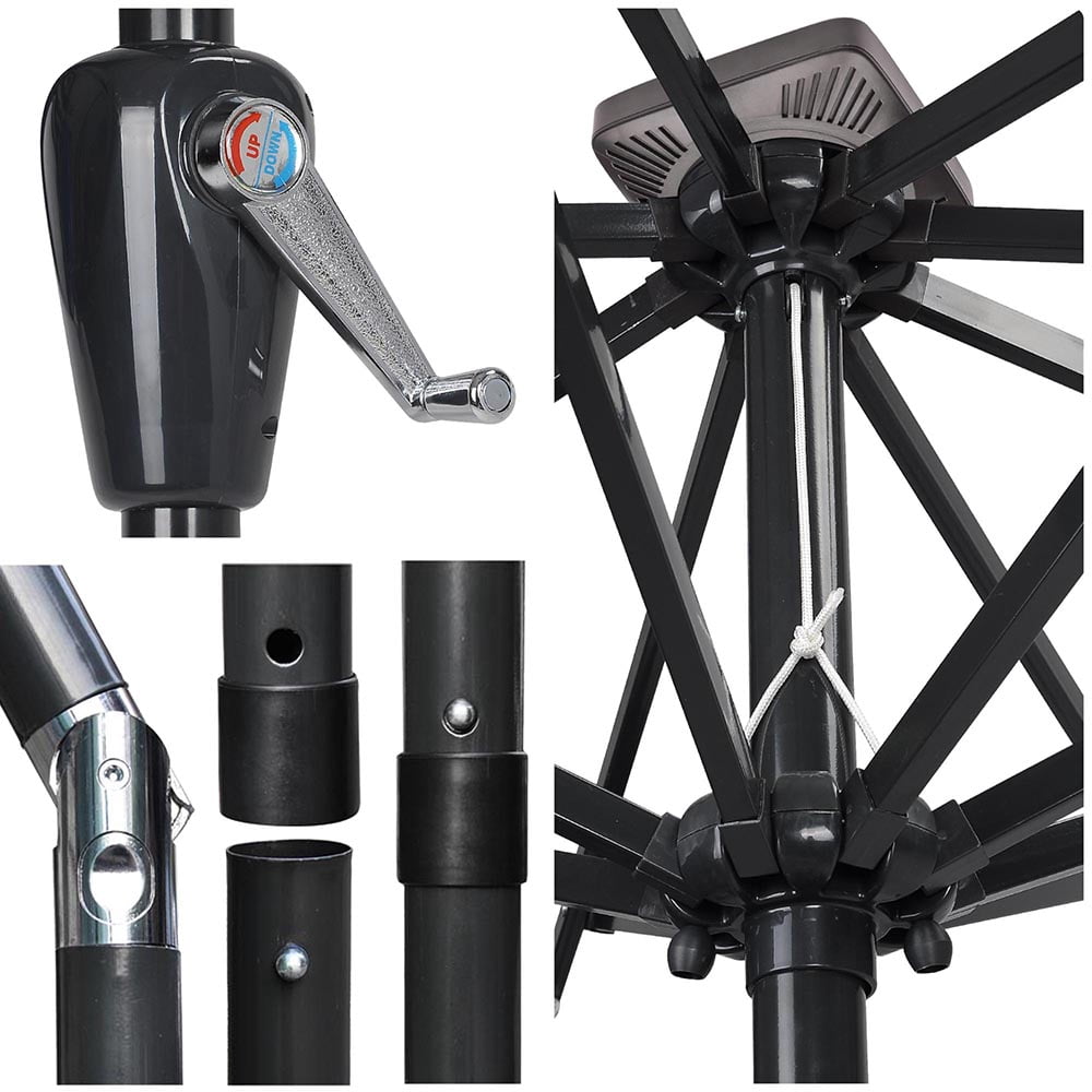 Yescom 9ft Led Lighted Patio Market Umbrella Outdoor Solar Powered Table Umbrella 8 Ribs 32 Lights Uv30 Walmart Com Walmart Com