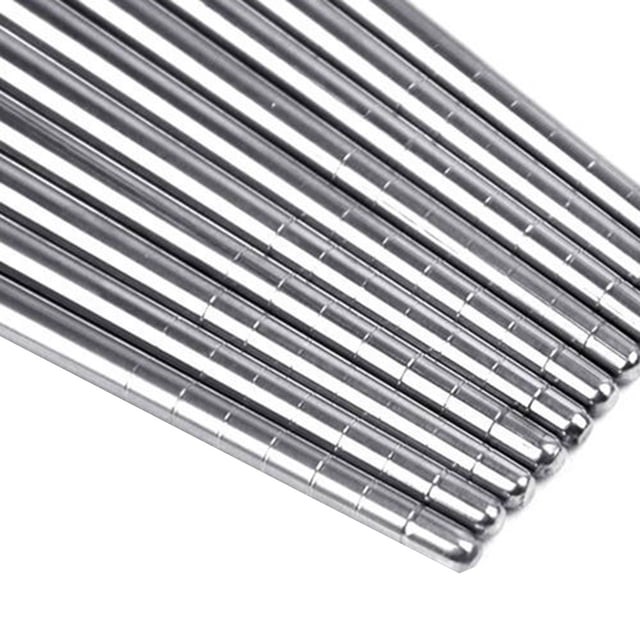 2 Pieces Stainless Steel Chopsticks Anti-skip Thread Food Stick Dinner Chopstick Anti-skip Non-slip Home Kitchen Dinner Reusable Chopstick