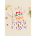 thumbnail image 3 of Nygoyerh Toddler Baby Boys Summer 2Pcs Clothes Beach Letter Print Short Sleeve T-Shirt Tops Casual Elastic Shorts 0-3T Infant Short Pants Sets for Daily Vacation, 3 of 9