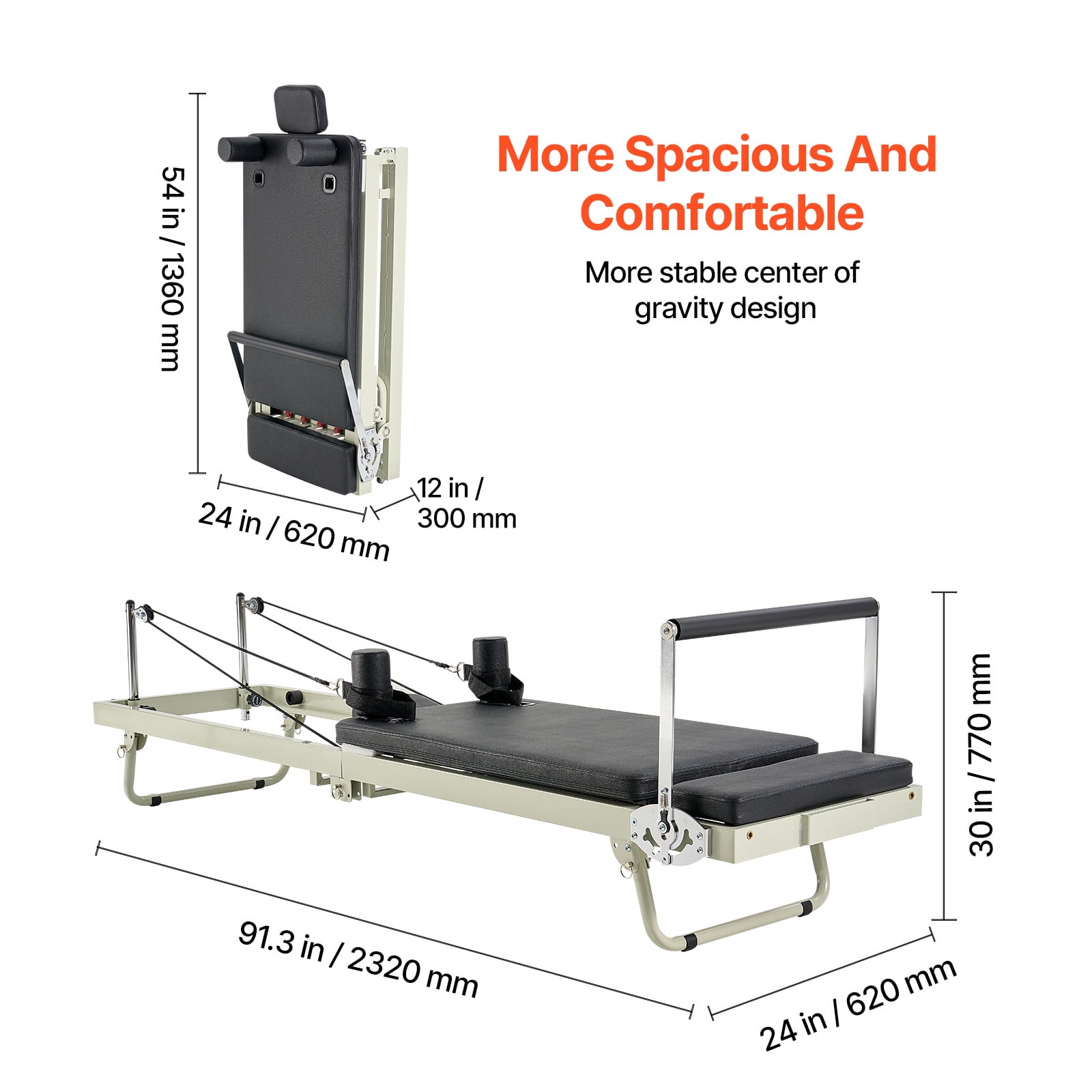 KFFKFF Collapsible Pilates Apparatus, Home Gym Studio Pilates Exercise Equipment, Pilates Bench with Two-fold Resistance - Spring & Rope, Apparatus Kit for Novice and Seasoned Users