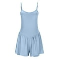 thumbnail image 4 of Wyobmus Womens Summer Casual Sleeveless Rompers Dressy Loose Spaghetti Strap Square Neck Overalls 2 In 1 Skirt And Shorts Jumpsuit With Size Zipper 2025 Clothes D-Blue, 4 of 9
