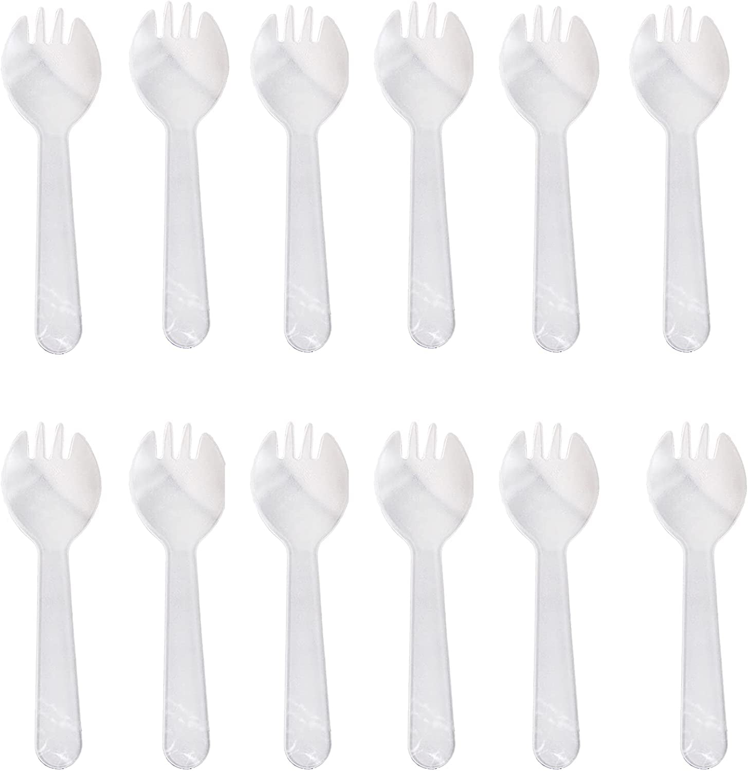 300 Pieces Disposable Plastic Forks Individually Wrapped 2 in 1 Spork