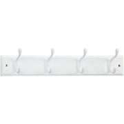 Mainstays 4 Hook 18 inch Hook Board for Coats, Bags, Leashes, Keys, Towels, 30 lbs Capacity, White, 1 Pc