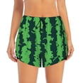 thumbnail image 2 of Picia Green Stripes Of Watermelon Pattern Women's 2 in 1 Athletic Running Shorts High Waisted Workout Casual Gym Sweat Shorts with Comfy Liner Zipper Pockets-XX-Large, 2 of 9