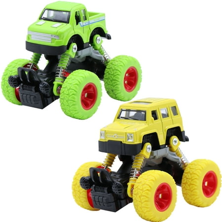 Ficcug 2 Pcs Pull Back Cars Toys,Friction Powered Cars,Inertia Toddler Toys Trucks for 3 4 5 6+ Year Old Kids Boys Girls