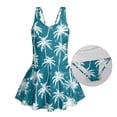 thumbnail image 5 of Xoenoiee Palm Tree Print Girls One Piece Swimsuits Sleeveless Bathing Suit for Kids Summer Hawaiian Swimwear Round Neck Swim Dress for Kids Teens, Size 5-6 Years, 5 of 7