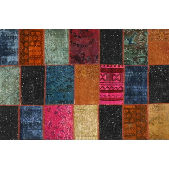 Ahgly Company Indoor Rectangle Contemporary Brown Patchwork Area Rugs, 7' x 9'