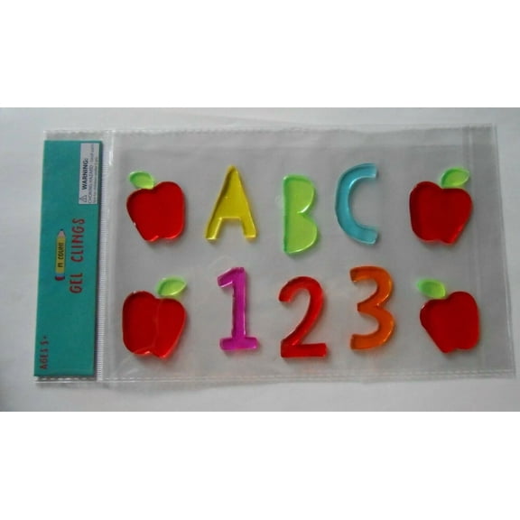 STARLIGHT- New Gel Window Clings 14 Ct Abc 1 2 3 Classroom Home School Learning Educational