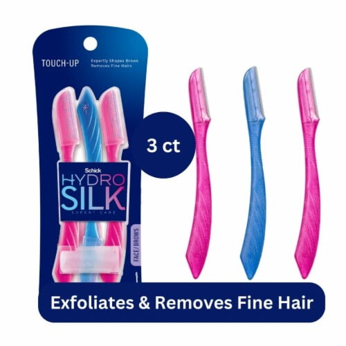Pack of 2 - Schick Hydro Silk Touch-Up Dermaplaning Tool with Precision Cover Exfoliating Face & Eyebrow Razor 3 count Packaging May Vary