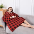 thumbnail image 5 of Oversized Wearable Blanket Hoodie,Red Black Plaid Checkered Pattern Sherpa Blanket Hoodie with Super Pockets,Super Warm Fuzzy Pullover for Women & Men, 5 of 6