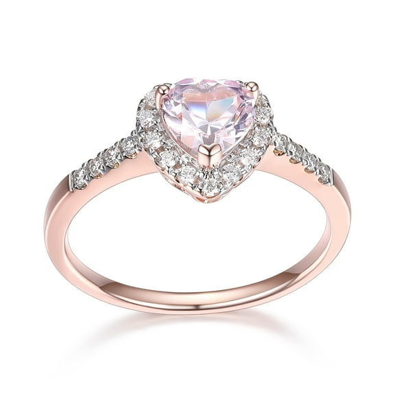 Forever Facets Lab Grown Diamond and Created Pink Sapphire Heart Sterling Silver Ring, Adult Female