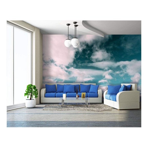 wall26 - Landscape of Snow Mountain Under The White Cloud - Removable Wall Mural | Self-Adhesive Large Wallpaper - 100x144 inches