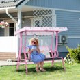 thumbnail image 2 of Outsunny Balançoire pour Enfants à 2 Places pour l'Extérieur avec Auvent Réglable, Rose, 2 of 10